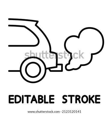 Car with CO2 cloud. Atmospheric pollution from vehicle. The car emits carbon dioxide. Antipollution concept. Vector Foto stock © 