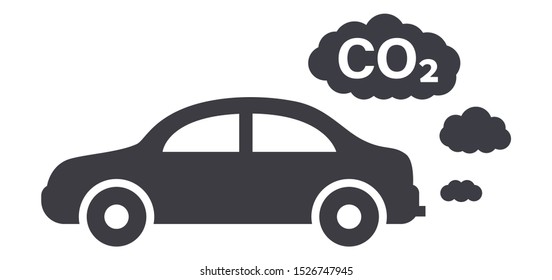 Car CO2 Clouds Symbol Traffic Exhaust Pollution Icon