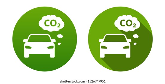 Car CO2 clouds symbol traffic exhaust pollution button