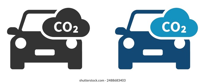 Car CO2 emissions vector icons set