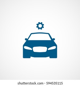 Car And Cogwheel Blue Flat Icon On White Background