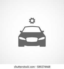 Car And Cogwheel Flat Icon On White Background