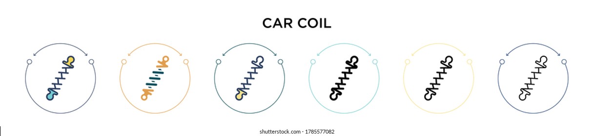 Car coil icon in filled, thin line, outline and stroke style. Vector illustration of two colored and black car coil vector icon design can be used for mobile, ui, web