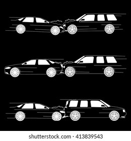 Car collision accident that damaged in the form of vector.