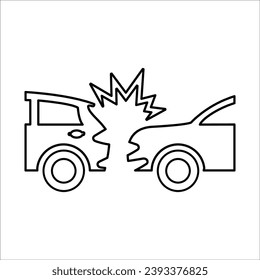 Car Collision Icon In Outline Style