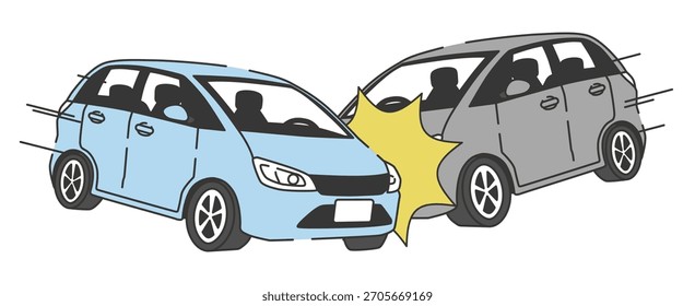 Illustration zur Kollision eines Autos (Winkelansicht)