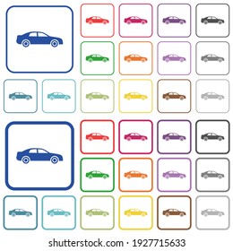 Autokollektoren mit flachen Symbolen in abgerundeten quadratischen Rahmen. Dünne und dicke Versionen inbegriffen.