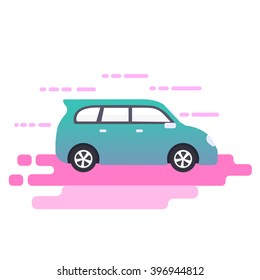 car with colorful bacground