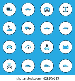 Car Colorful Icons Set. Collection Of Car, Sedan, Electric Car And Other Elements. Also Includes Symbols Such As Sedan, Carriage, Plug.