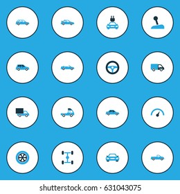 Car Colorful Icons Set. Collection Of Electric Car, Station Wagon, Van And Other Elements. Also Includes Symbols Such As Stick, Truck, Sports.