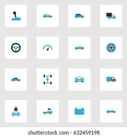 Car Colorful Icons Set. Collection Of Car, Lorry, Pickup And Other Elements. Also Includes Symbols Such As Car, Crossover, Sports.