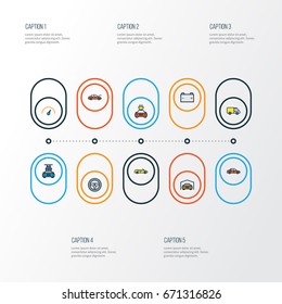 Car Colorful Outline Icons Set. Collection Of Car, Sport, Speed And Other Elements. Also Includes Symbols Such As Sedan, Water, Speed.