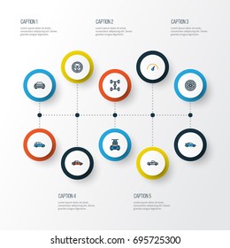 Car Colorful Outline Icons Set. Collection Of Speed, Sedan, Washing And Other Elements. Also Includes Symbols Such As Car, Suv, Sport.