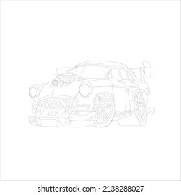 car coloring book page  for kids and adults , modern car vector
