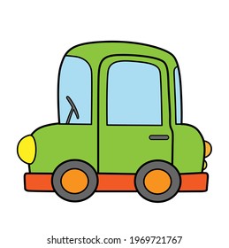 Car coloring book with thick contours for kids on a white background