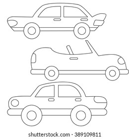 Car Coloring page Cartoon vector illustration for kids on white colo