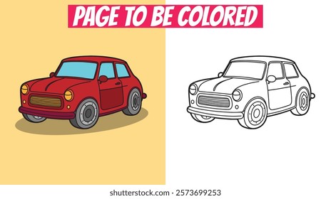 Car coloring page featuring a beautiful black outline design. Ideal for kids and adults, great for printable coloring books and preschool fun.