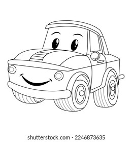 Car coloring page isolated on white background