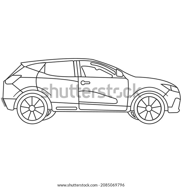 Car Coloring Page Car Line Art Stock Vector (Royalty Free) 2085069796