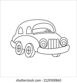 Car Coloring page vector line art for book and drawing.