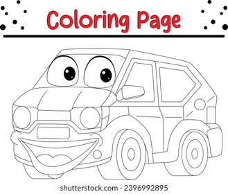 car coloring page. vehicle coloring book for children