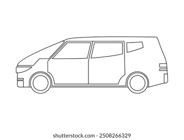 Car coloring pages. Drawing vehicle. Outlined means of transportation. Family car model and concept.