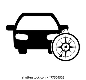 car and compass icon