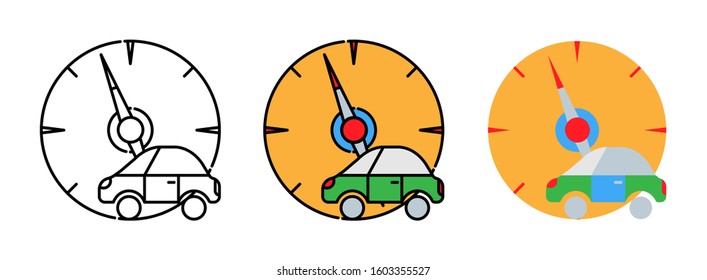 Car and compass icon set isolated on white background for web design ,travel concept