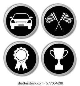 Car competition icons - vector stickers  set