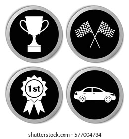 Car competition icons - vector stickers  set
