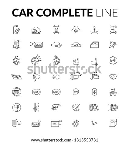 Car complete icons line