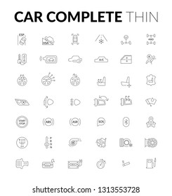 Car complete icons thin