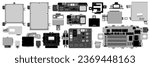 Car computer control unit and electrical module illustration vector.