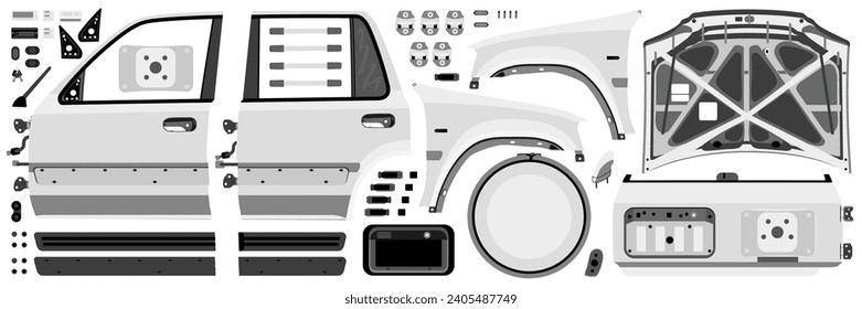 Vector de ilustración de módulo eléctrico y unidad de control del ordenador del automóvil.