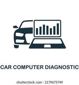 Car Computer Diagnostic icon. Monochrome simple line Car Service icon for templates, web design and infographics