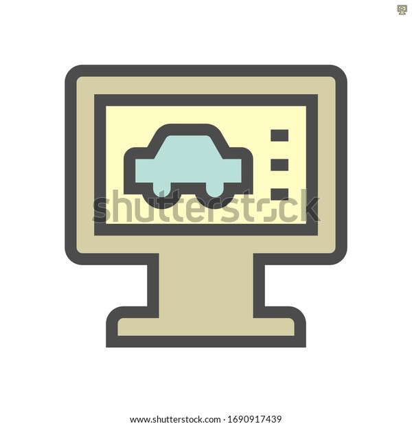 Car and computer vector icon design, 48X48 pixel\
perfect and editable\
stroke.
