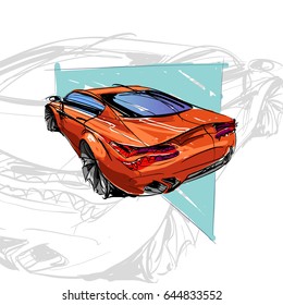 Car concept. Car sketch. Vector hand drawn. Autodesign. Automobile drawing.