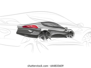  Car concept.Car sketch.Vector hand drawn.Autodesign.Automobile drawing.