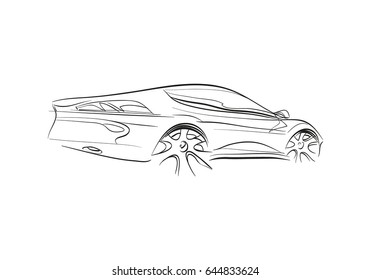  Car concept.Car sketch.Vector hand drawn.Autodesign.Automobile drawing.