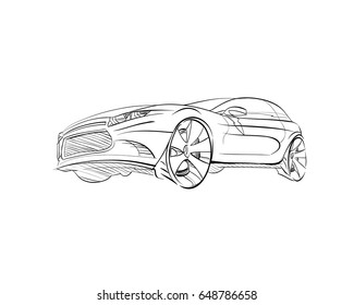  Car concept.Car sketch.Vector hand drawn.Autodesign.Automobile drawing.