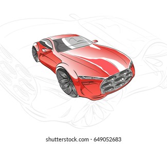 Car concept.Car sketch.Vector hand drawn.Autodesign.Automobile drawing.
