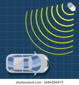 Coche conectado al satélite GPS para la navegación