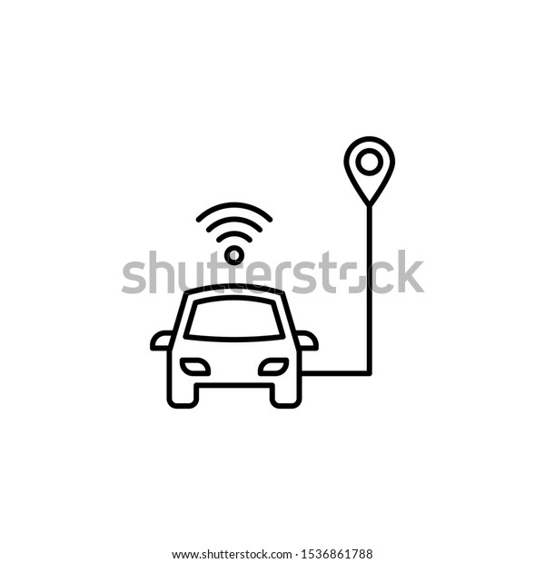 Car connection location safe driving icon.\
Simple line, outline vector of artificial Intelligence icons for ui\
and ux, website or mobile\
application