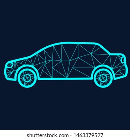 The car, consisting of polygons. Vector illustration
