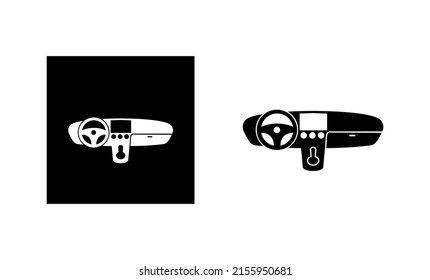 Car console icon. Car interior trunk icon. Silhouette and linear original logo. Simple outline style sign icon. Vector illustration isolated on white background. EPS 10