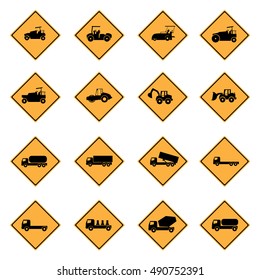 Car Construction icon , special vehicles ,traffic sign  yellow 
