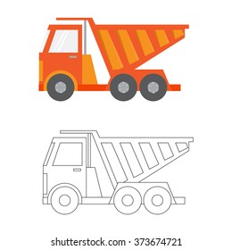 Car ,construction Machinery, vector illustration flat icon in color and linea, dump truck