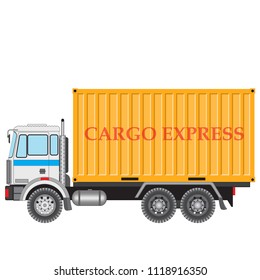 Car container ship. Simple design. Flat style vector illustration on a white background