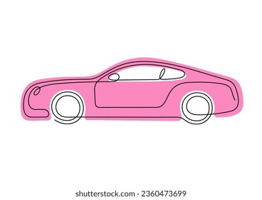 Ilustración vectorial colorida de línea continua del automóvil