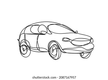 Car , continuous line drawing, vector design